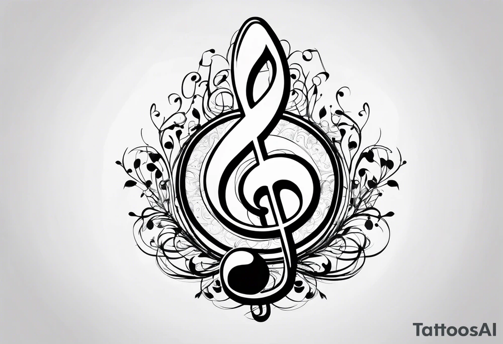 Musical notes connecting toddlers dancing tattoo idea