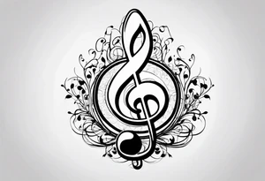 Musical notes connecting toddlers dancing tattoo idea
