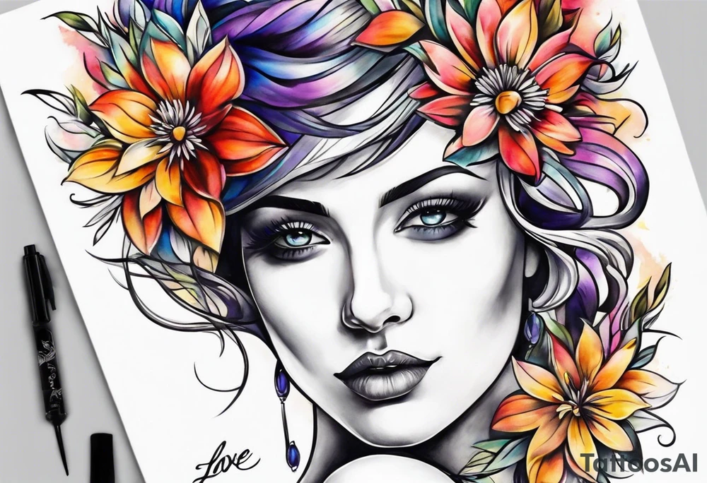 strength aster love mother tattoo idea