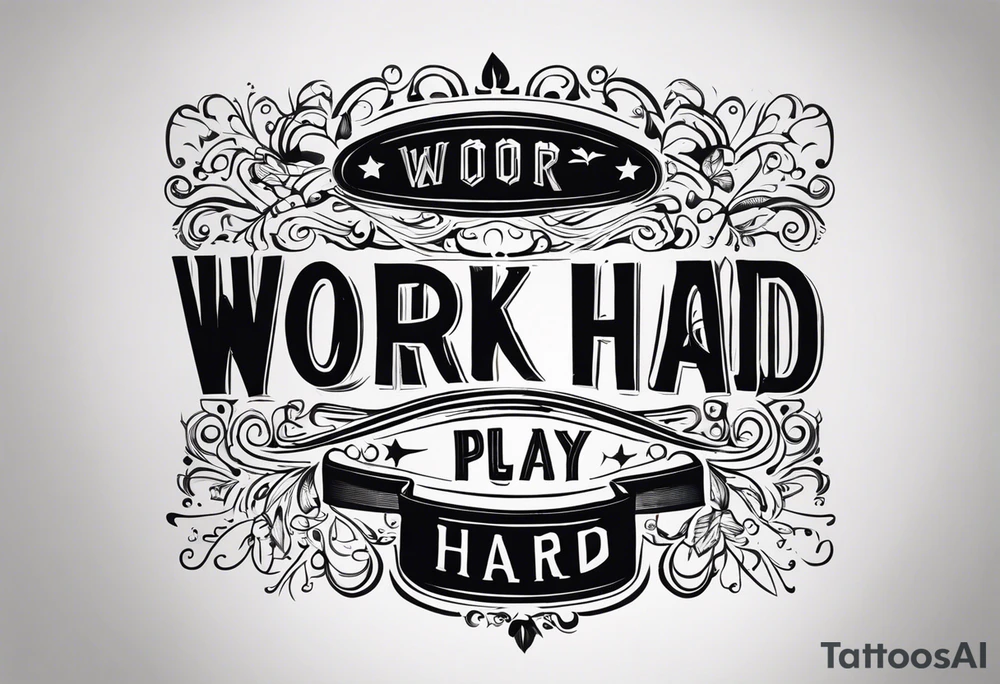 I want a painting style tattoo with the words "work hard" and "play hard". tattoo idea