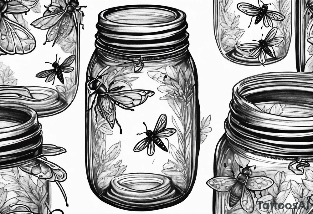 Mason jar with fireflies tattoo idea