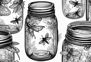 Mason jar with fireflies tattoo idea