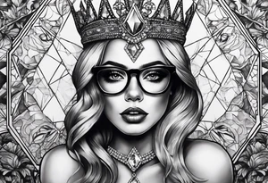 Diamond queen with glasses spooky beauty tattoo idea