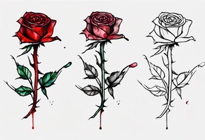 bleeding rose, tall, simple, one line, watercolor, replace the stem, with the name Jesus tattoo idea