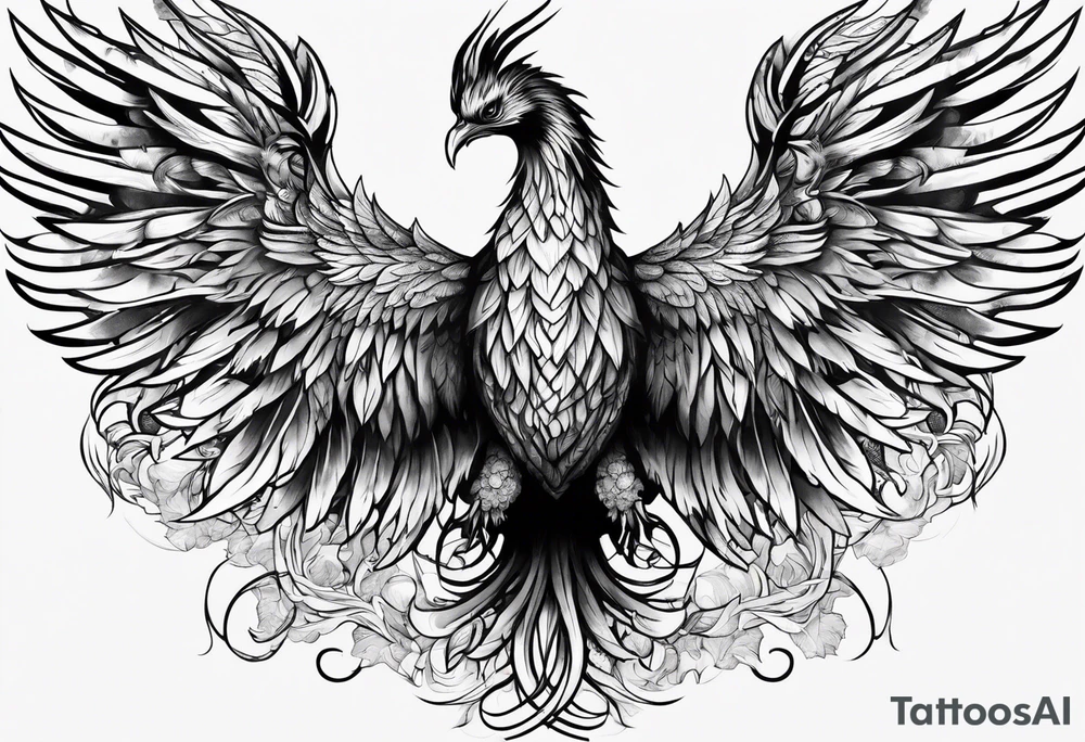 A Phoenix rising up as it's being stung by a scorpion tattoo idea