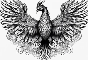 A Phoenix rising up as it's being stung by a scorpion tattoo idea