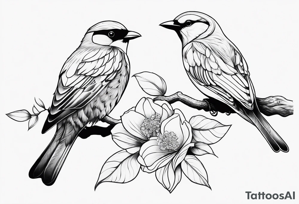outline of two birds tattoo idea