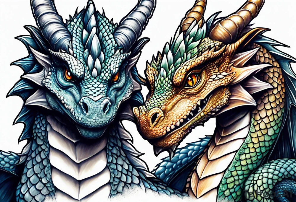 Two baby dragons and a mother dragon tattoo idea