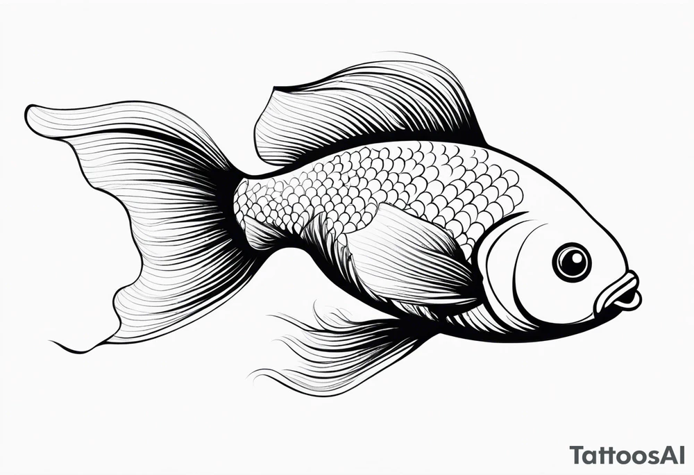 “Create a delicate tattoo of a goldfish swimming in a wave, emphasizing its flowing fins and graceful movement. tattoo idea