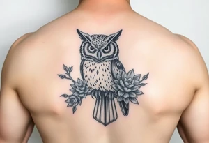 Owl with Succulents tattoo idea