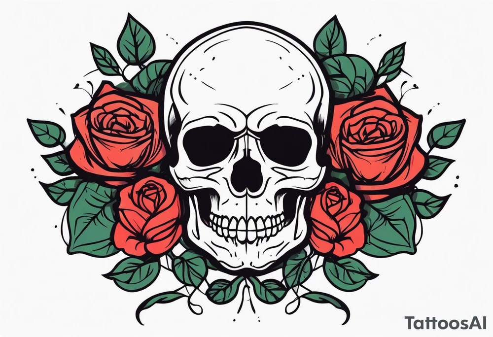skull and roses tattoo idea