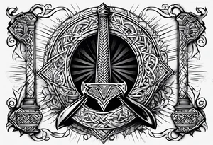 Valhalla valknut sword axe tattoo idea