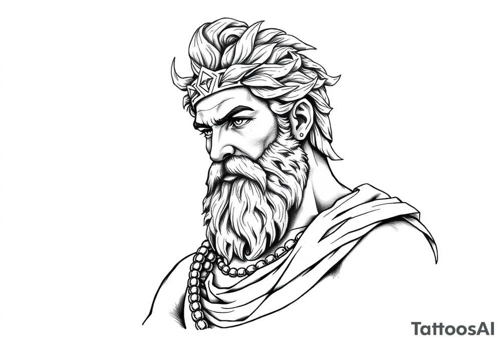 GREEK GOD LOOKING OVER HIS EMPIRE tattoo idea