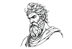 GREEK GOD LOOKING OVER HIS EMPIRE tattoo idea