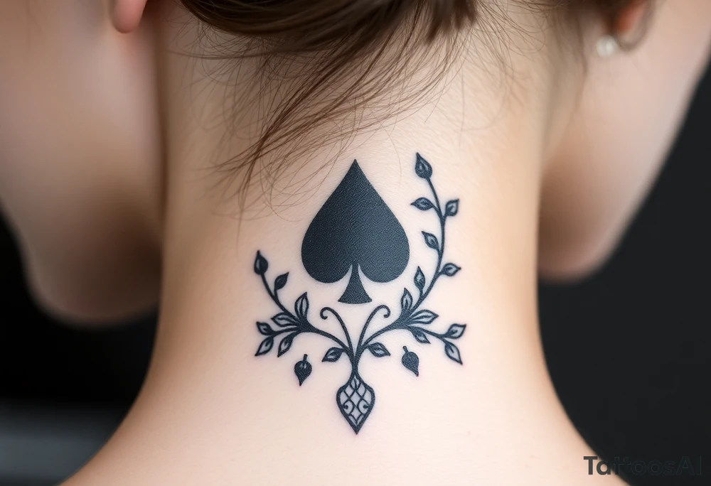 Q of spades surrounded by ivy tattoo idea