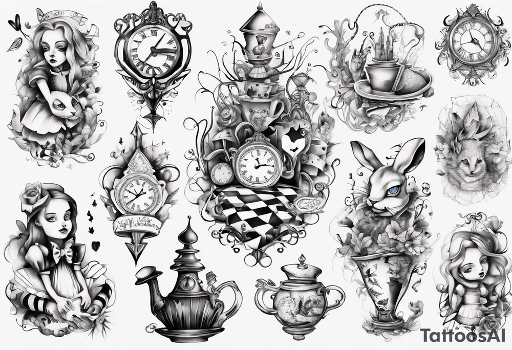 Alice in wonderland tattoo idea