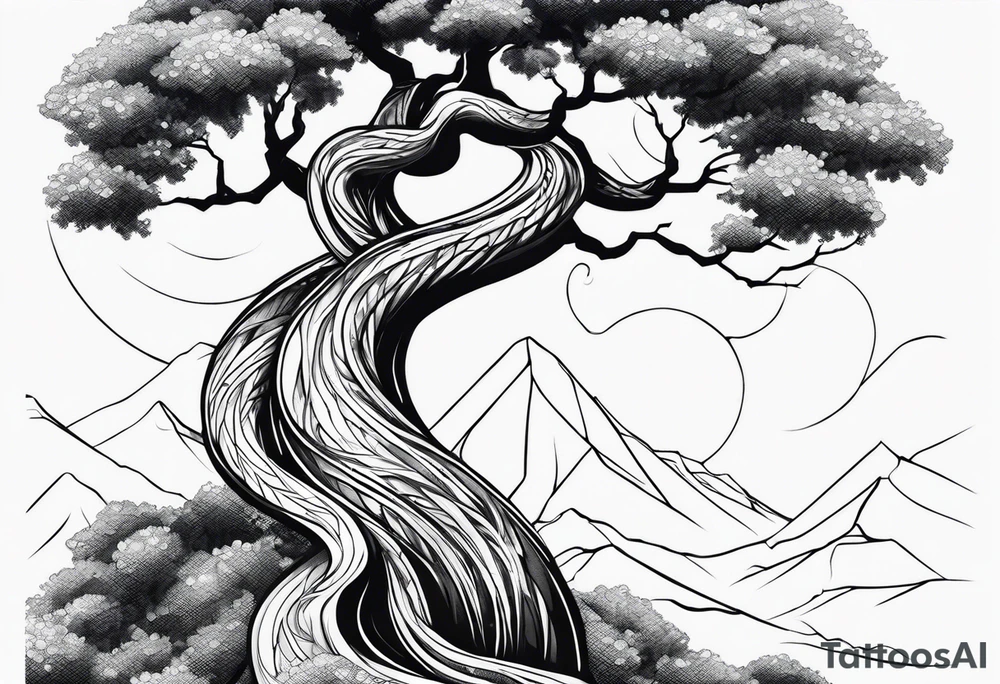 norse mythology world serpent wrap around giant tree tattoo design tattoo idea