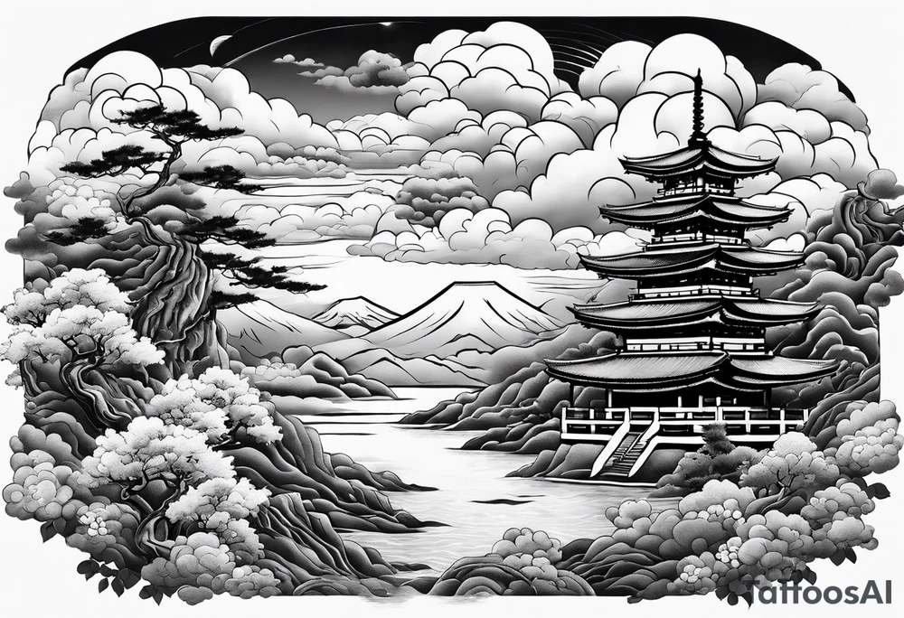 only clouds in japanese tattoo style, no buildings, no landscape tattoo idea
