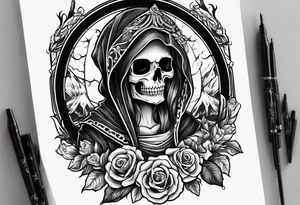 lady skeleton grim reaper satan tattoo idea