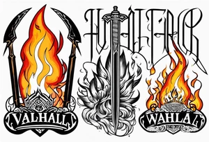 valhalla sword  funeral on fire tattoo idea