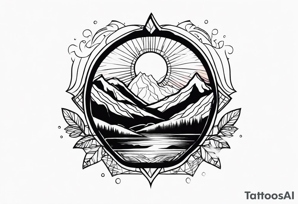 Sunset Over Mountains tattoo idea