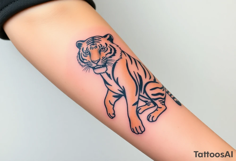 a full color cubism style 
full body tiger illustration tattoo idea