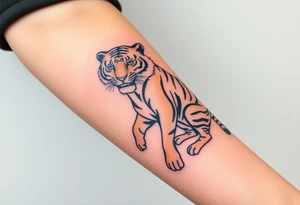 a full color cubism style 
full body tiger illustration tattoo idea