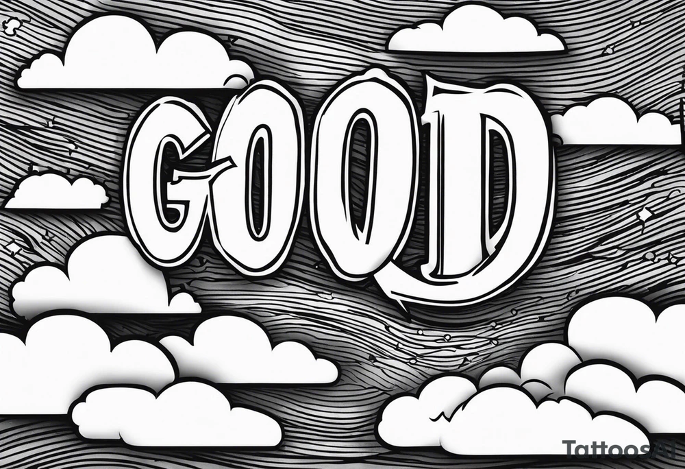 God, in a biblical text. Clouds behind it tattoo idea