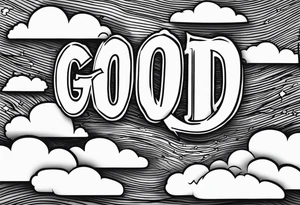 God, in a biblical text. Clouds behind it tattoo idea