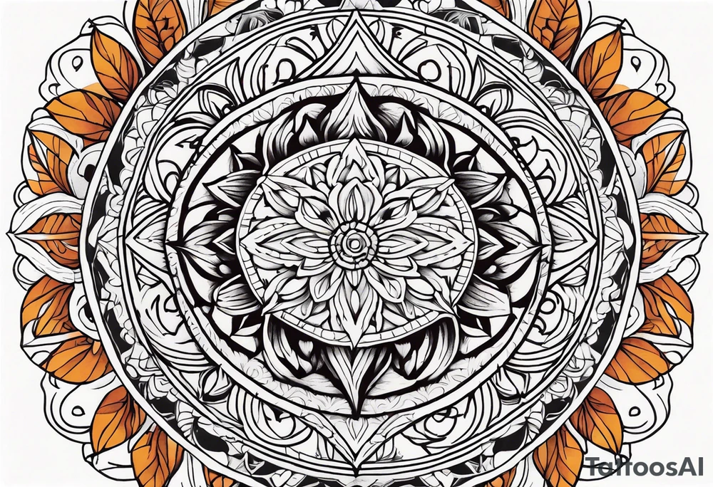 male mandala Knee tattoo in fall colors tattoo idea