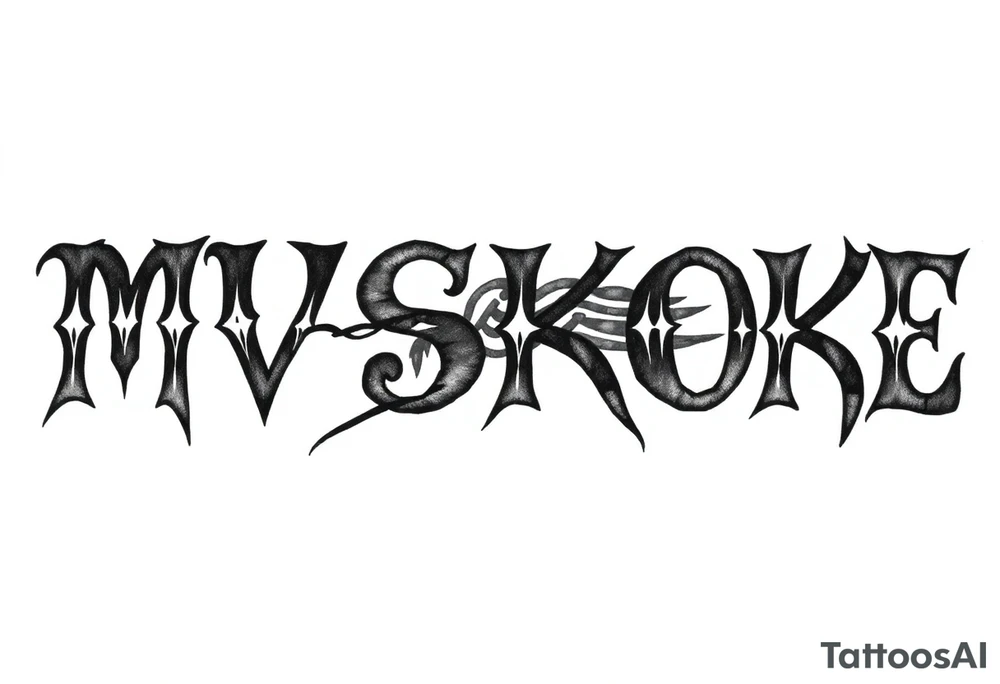 The word “MVSKOKE” shaded with Native American print tattoo idea