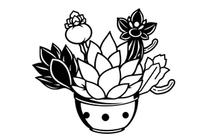 6 unique and Cute succulent and cacti in a pot tattoo idea