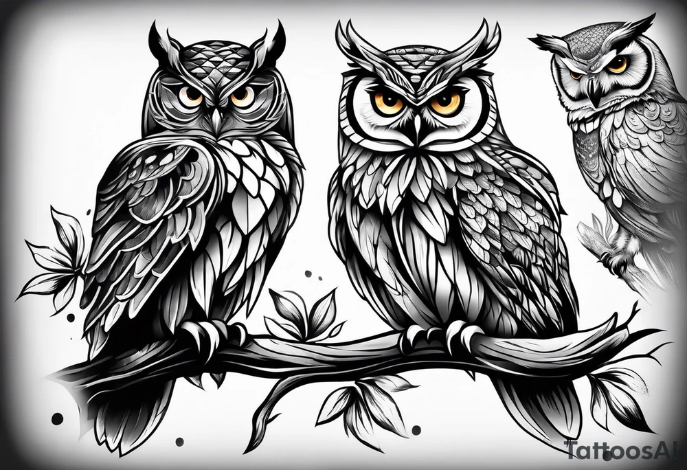 Wise owls tattoo idea