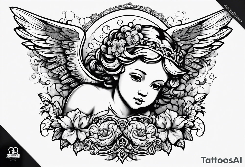 Cherub flying tattoo idea