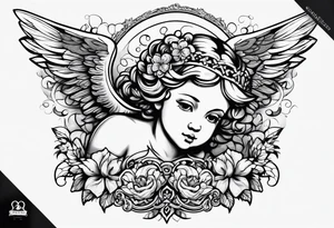 Cherub flying tattoo idea