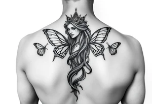 Capricorn female goddess earthy butterflies world money wisdom tattoo idea