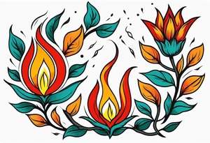 tongues of fire
old school vintage simple traditional design with vintage flowers surrounding
bold color simple tattoo idea