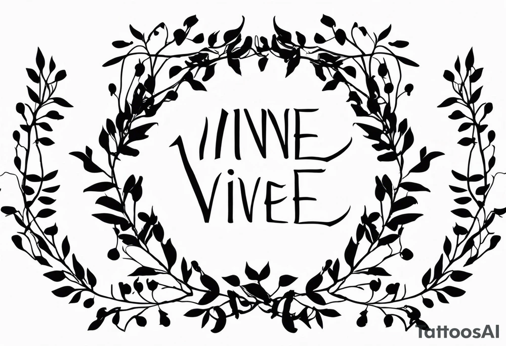 Vine and branches with John 15:5 in Greek down the middle tattoo idea