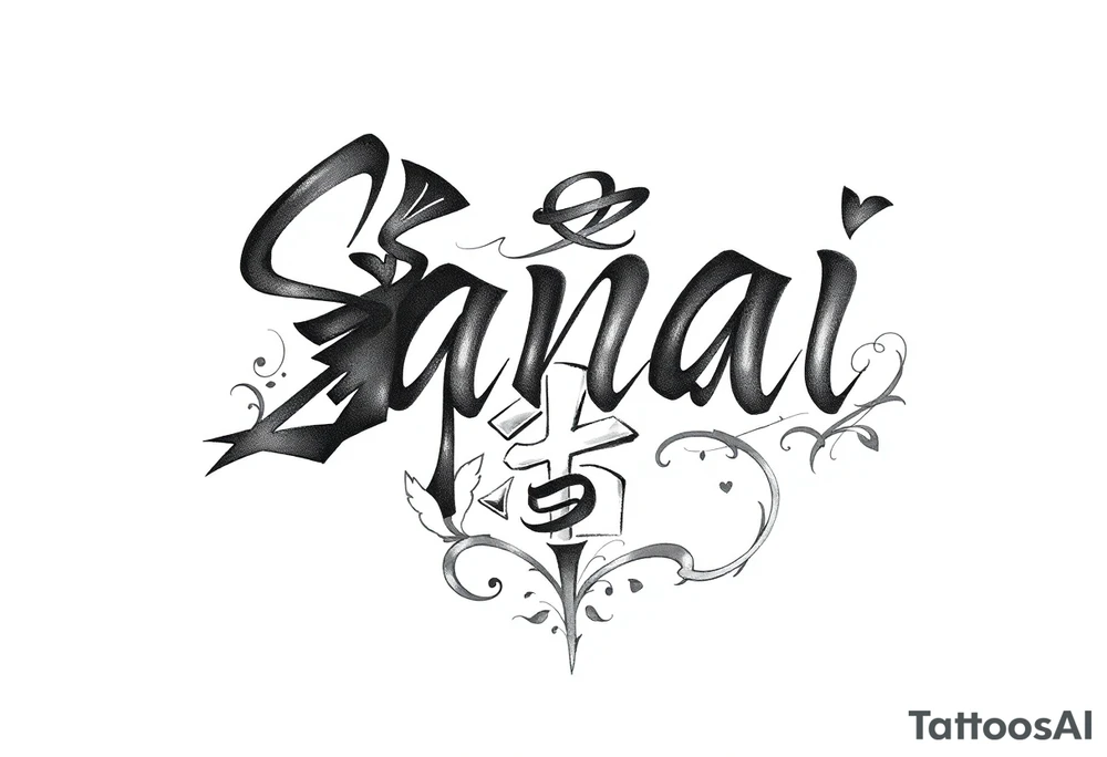 Sanai name tattoo with  ♑️ tattoo idea