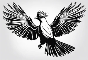 Turaco bird with wingspan from above one-line tattoo tattoo idea