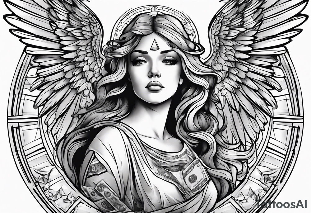 Angel with cash tattoo idea