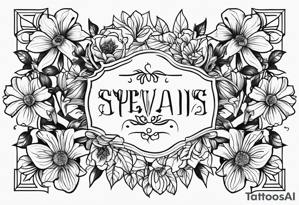 Man’s tattoo with September birth flowers but make then vines and the verse Ephesians 5:25 in the middle tattoo idea