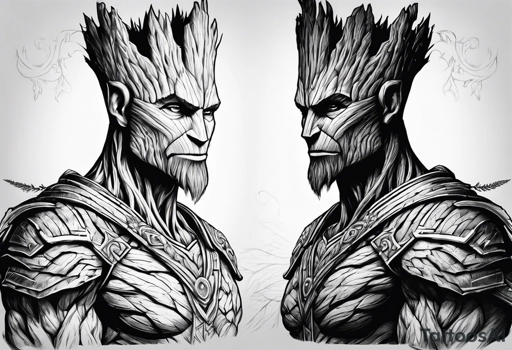 Groot greek warrior with sword tattoo idea