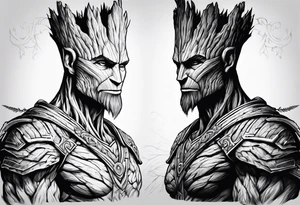 Groot greek warrior with sword tattoo idea