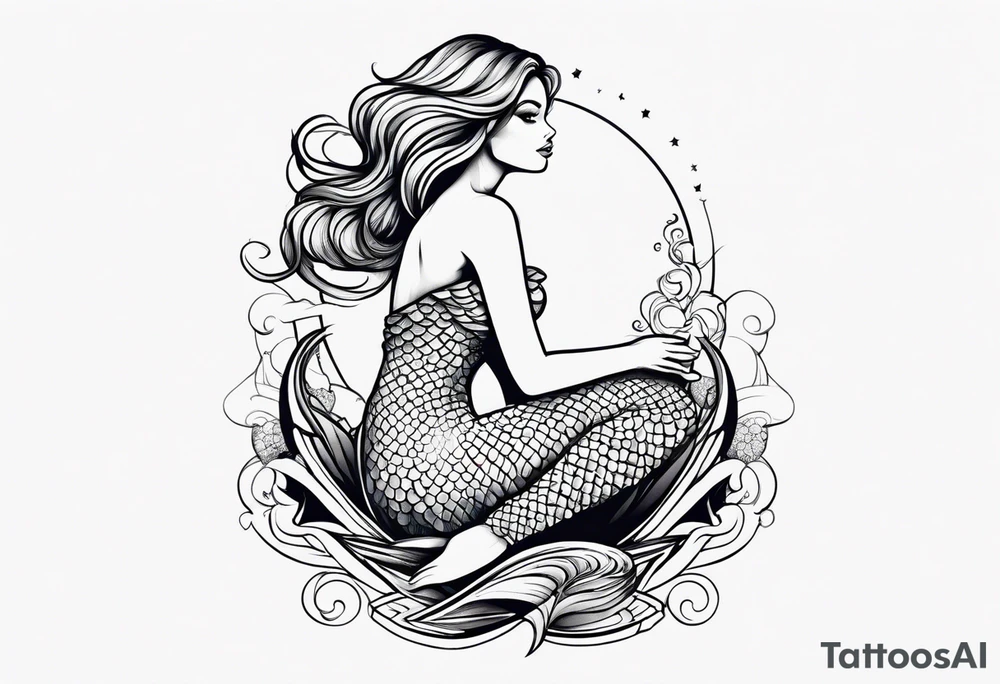 mermaid sitting on a rock tattoo idea