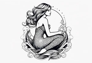 mermaid sitting on a rock tattoo idea