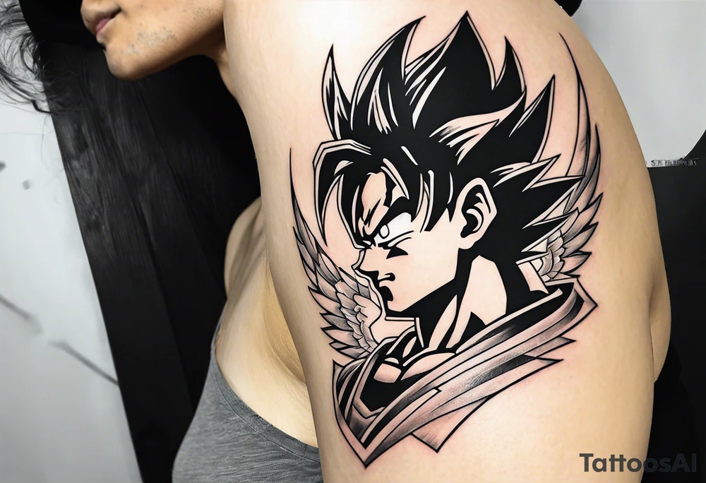 Tattoo on arm with goku with wings tattoo idea