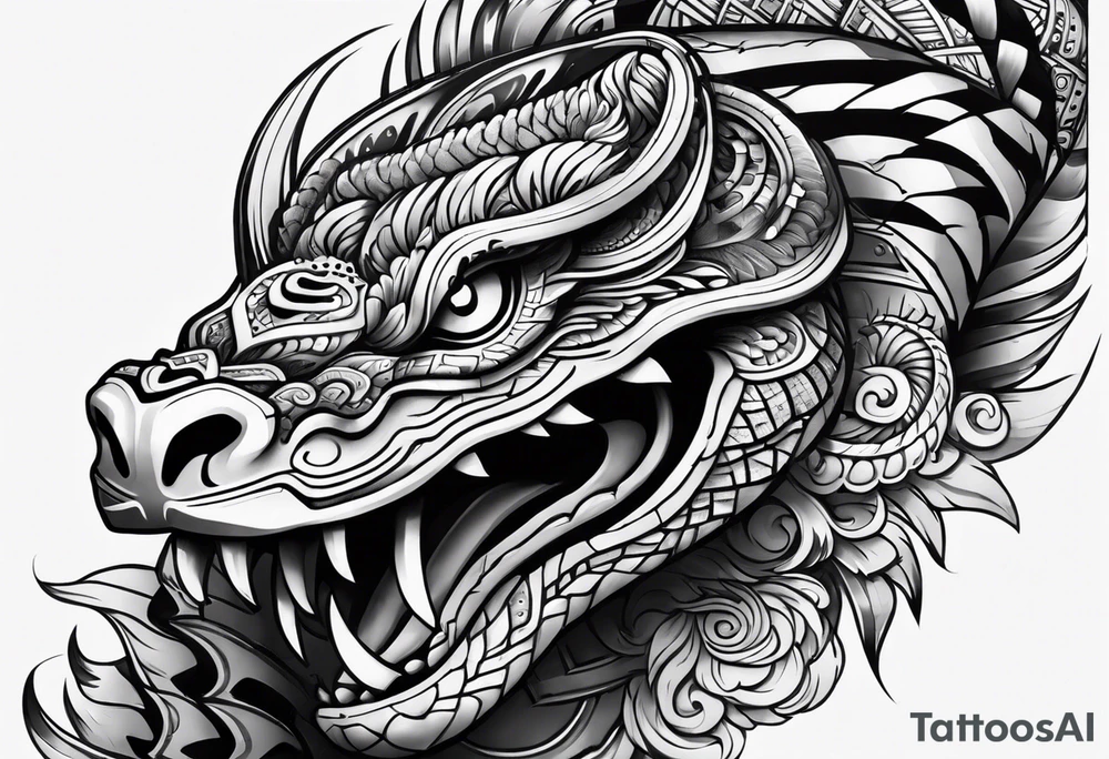 aztec snake sleeve tattoo idea