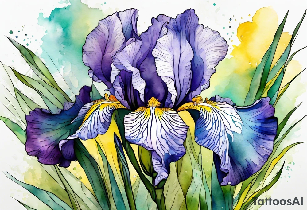 iris flower and birch tree and includes the following wording "fuck cancer"
with yellow, green and aquamarine colours tattoo idea