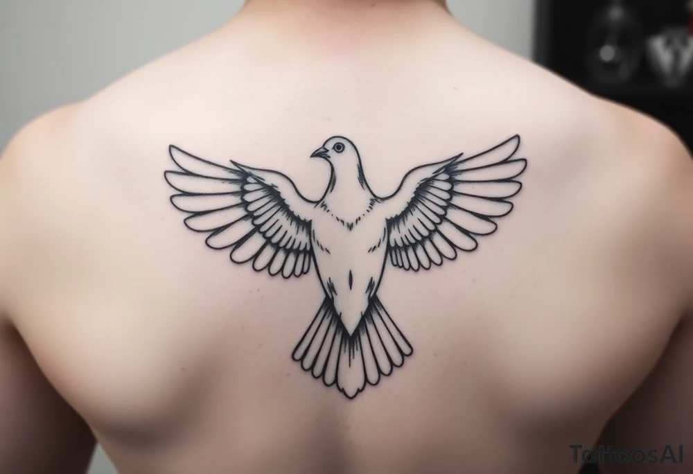 Majestic pigeon from the front spreading the wings tattoo idea